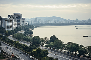 杭州城市风光地标景点摄影图