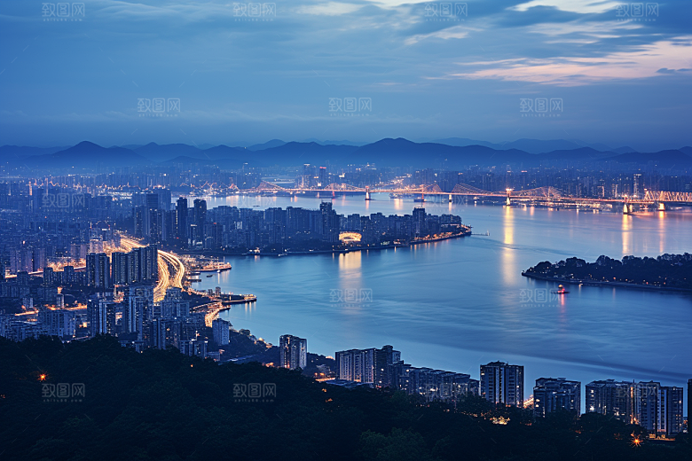 杭州城市风光江南景点摄影图