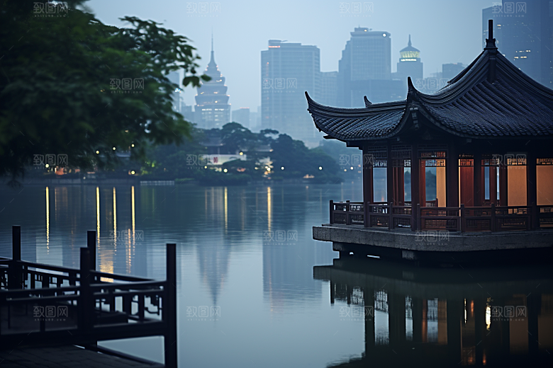 杭州城市风光景点景色摄影图