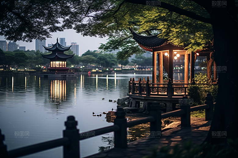 杭州城市风光江南都市摄影图
