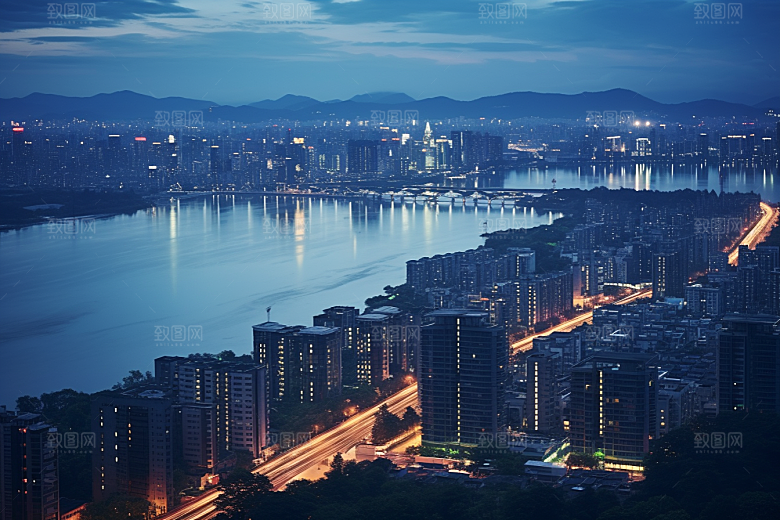 杭州城市风光江南都市摄影图