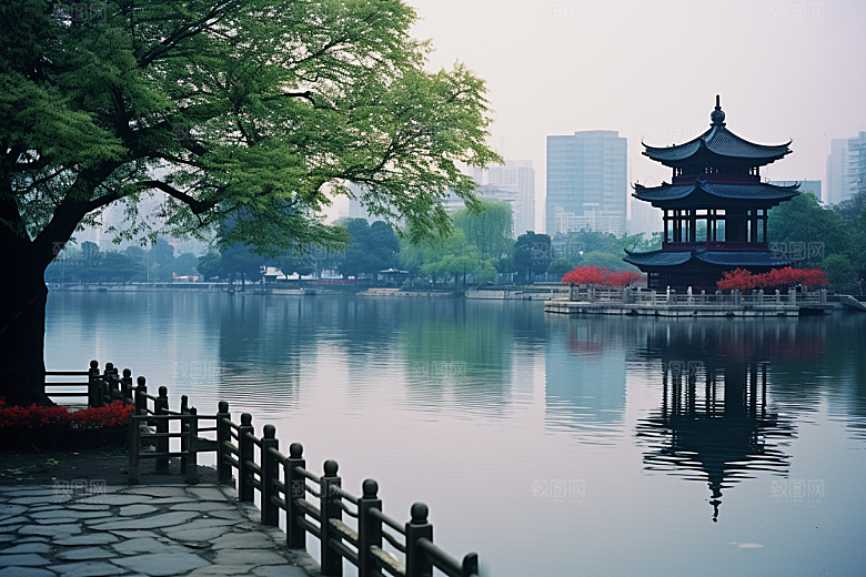 杭州城市风光都市江南摄影图