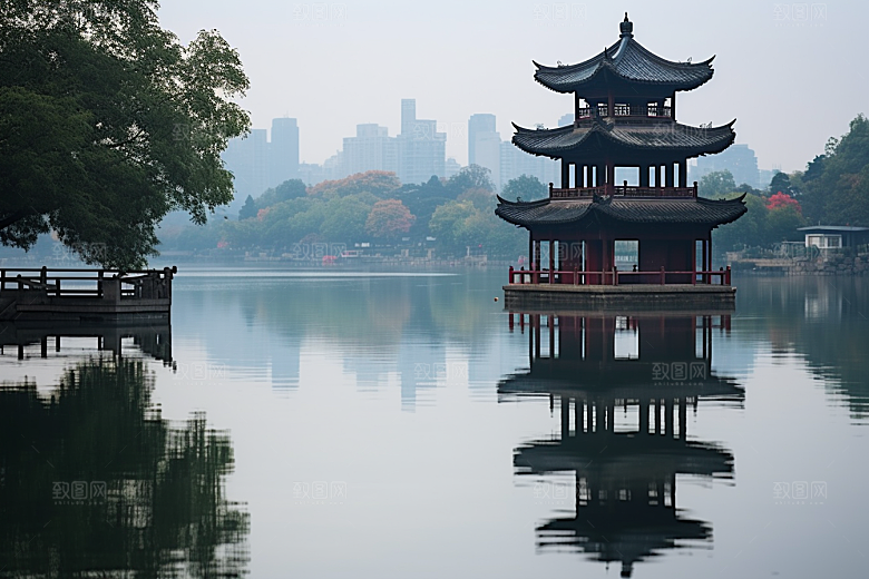 杭州城市风光南宋古都旅行摄影图