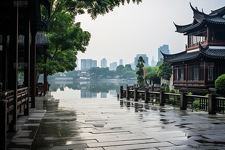 杭州城市风光景点风景摄影图