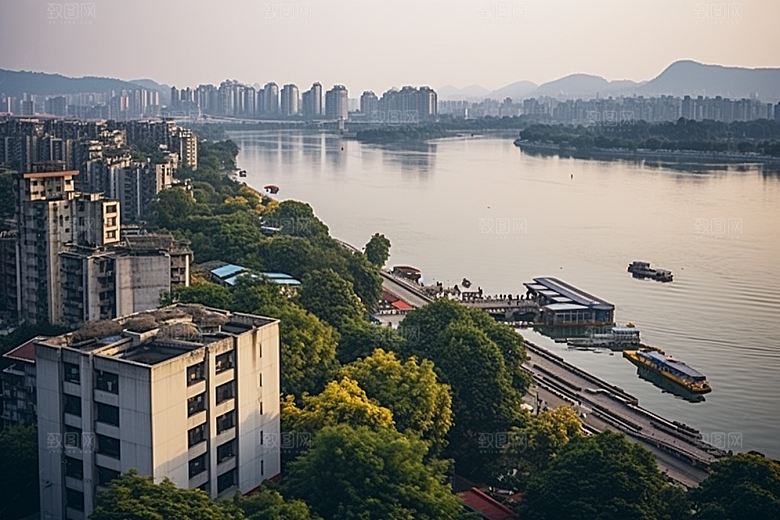 杭州城市风光旅游景色摄影图