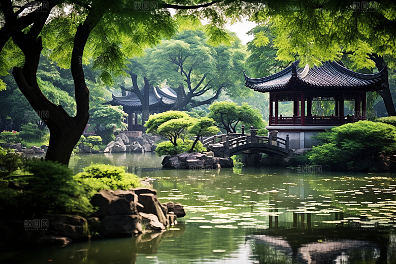 杭州城市风光江南地标摄影图