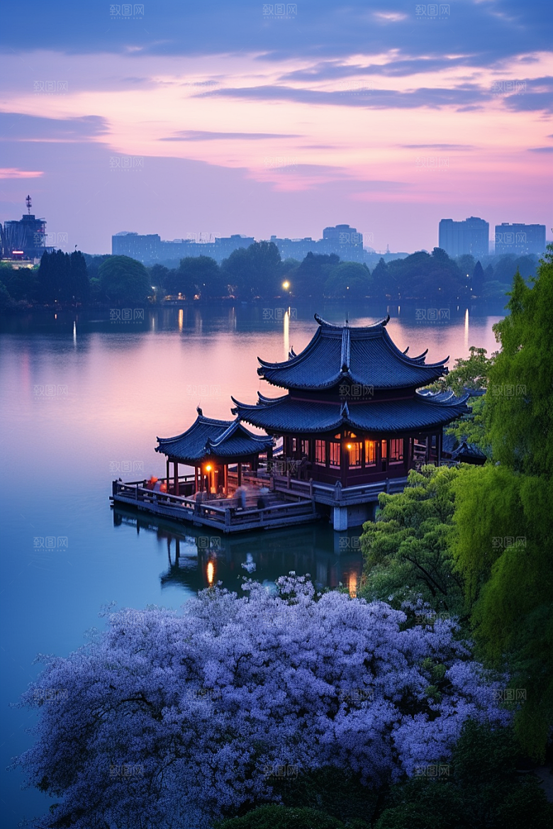 杭州城市风光江南旅游摄影图