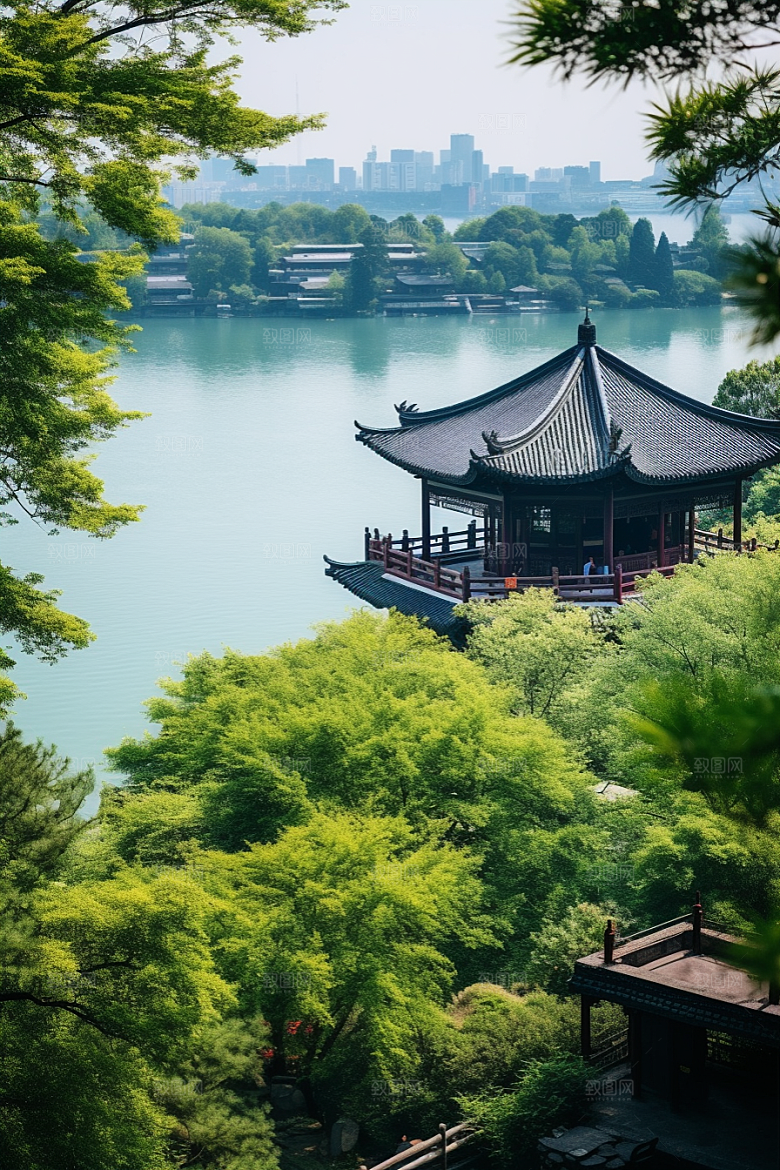 杭州城市风光国内游都市摄影图
