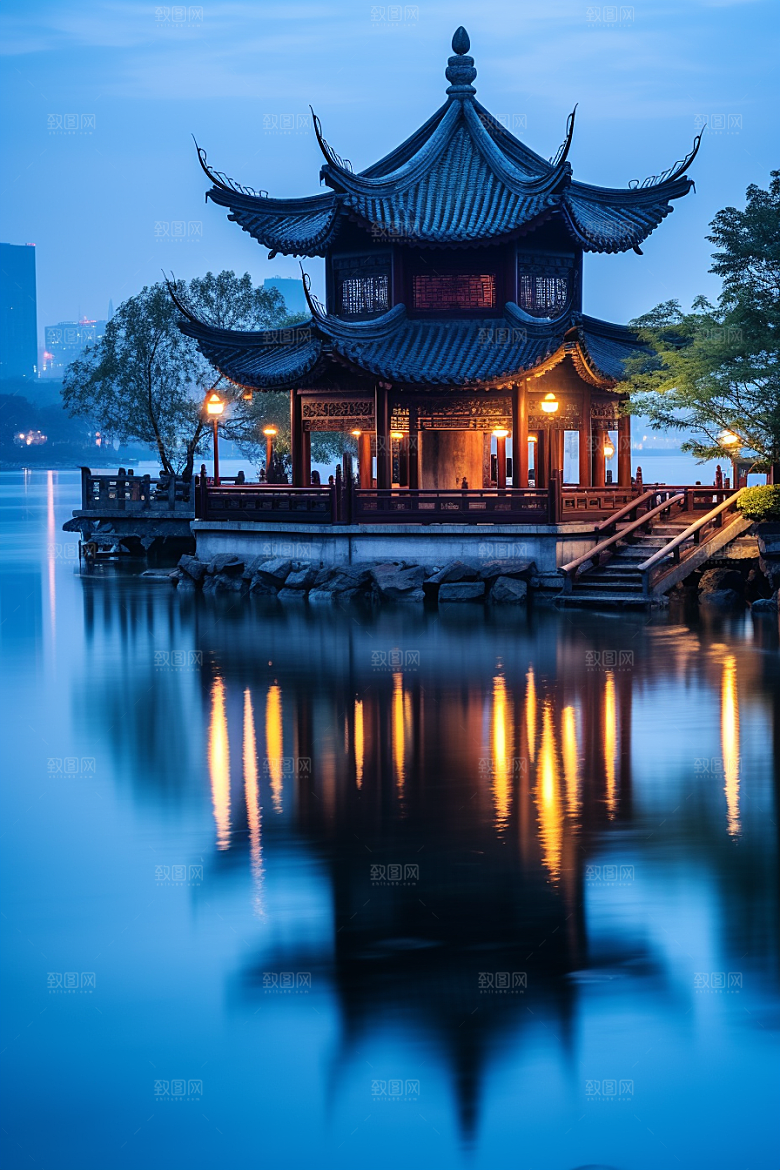 杭州城市风光景点江南摄影图