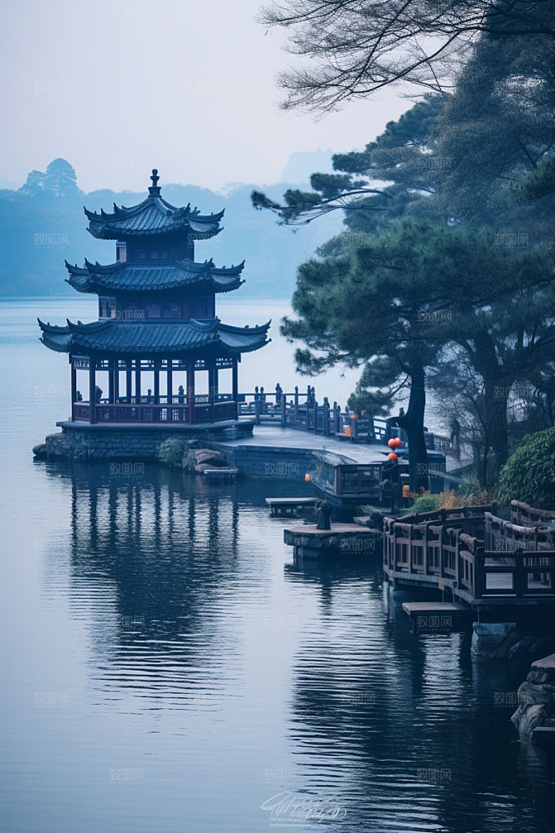 杭州城市风光旅游地标摄影图