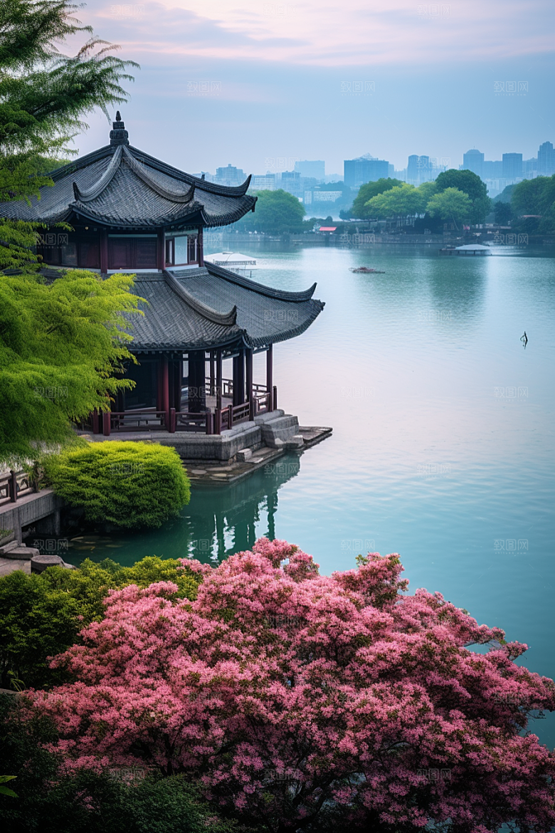 杭州城市风光旅行都市摄影图