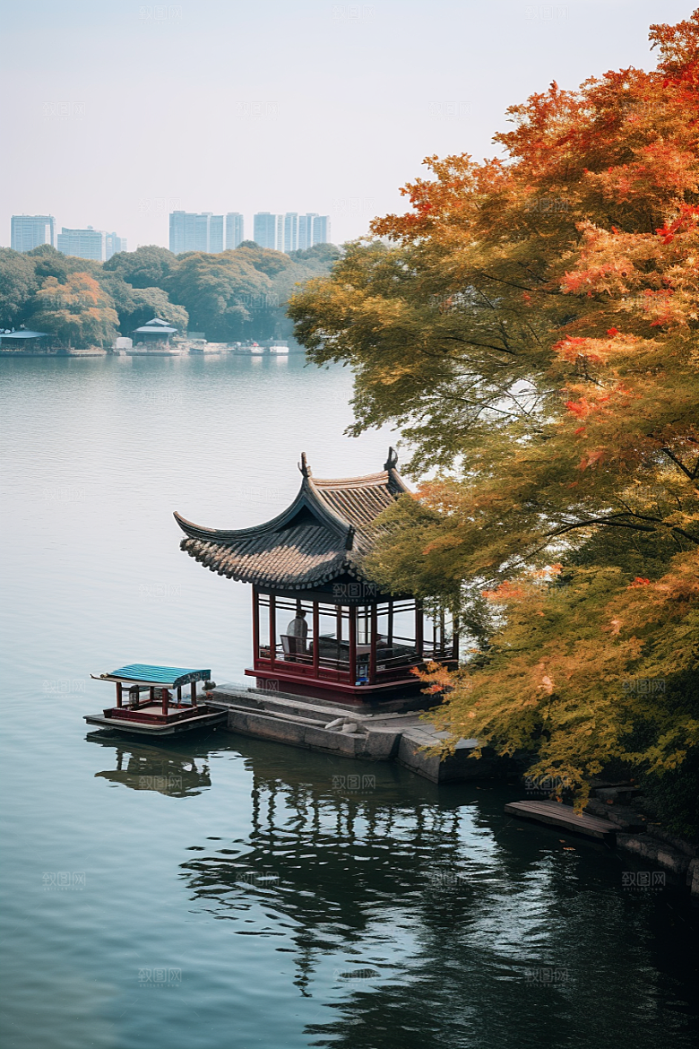 杭州城市风光地标江南摄影图