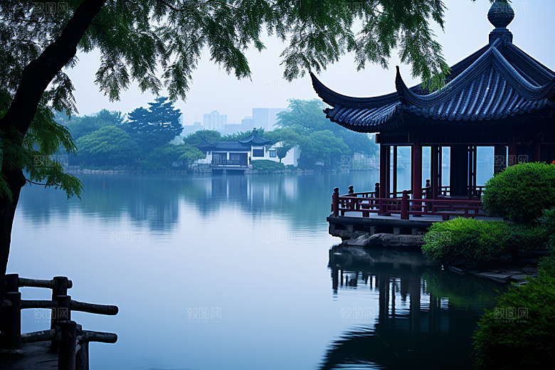 杭州城市风光景点都市摄影图