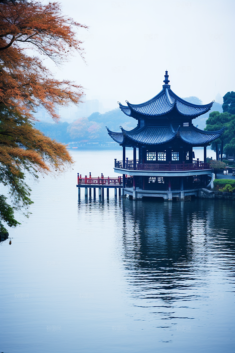 杭州城市风光高清景点摄影图