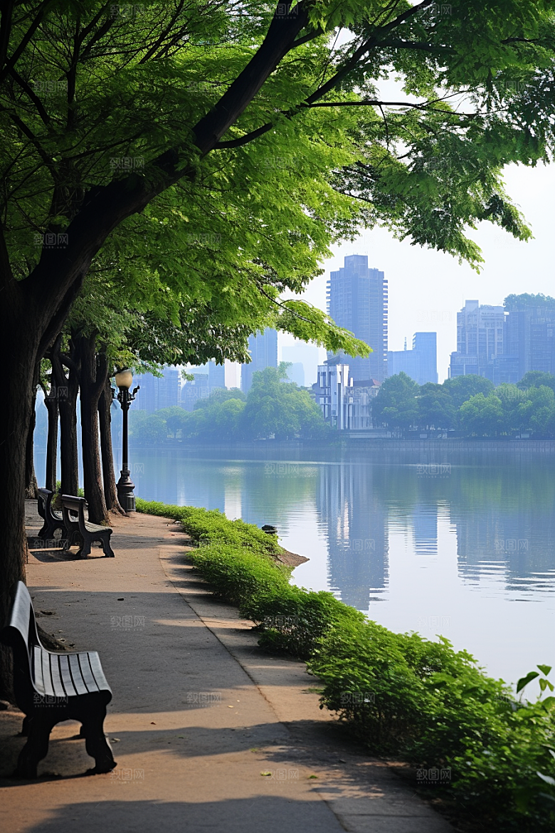 杭州城市风光地标景点摄影图