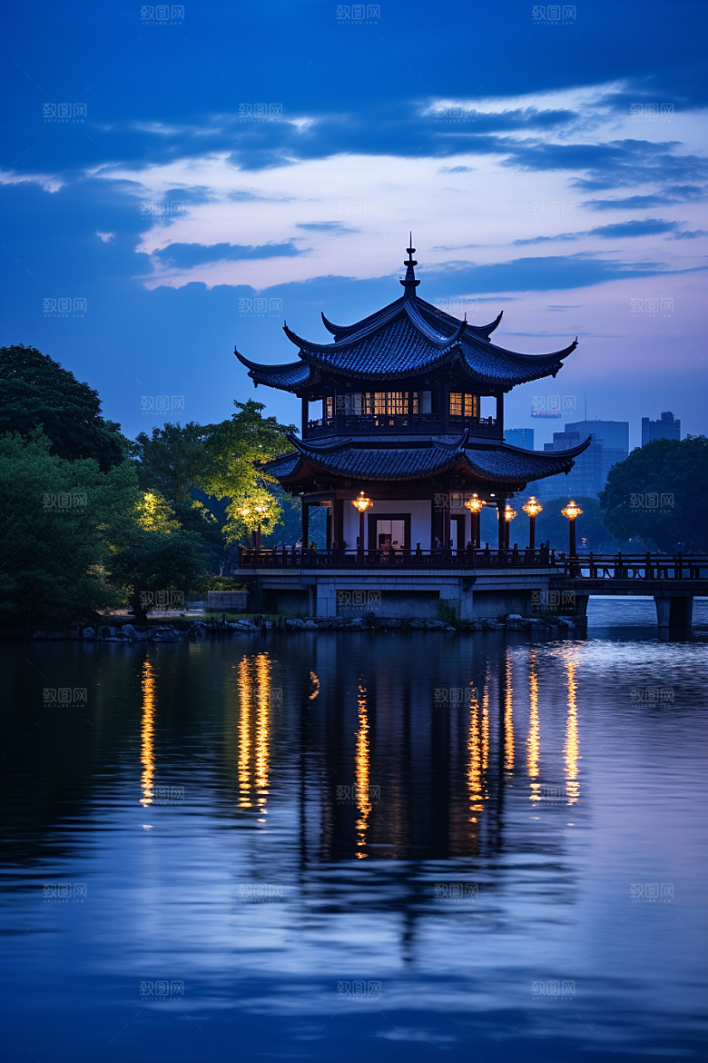 杭州城市风光风景景点摄影图