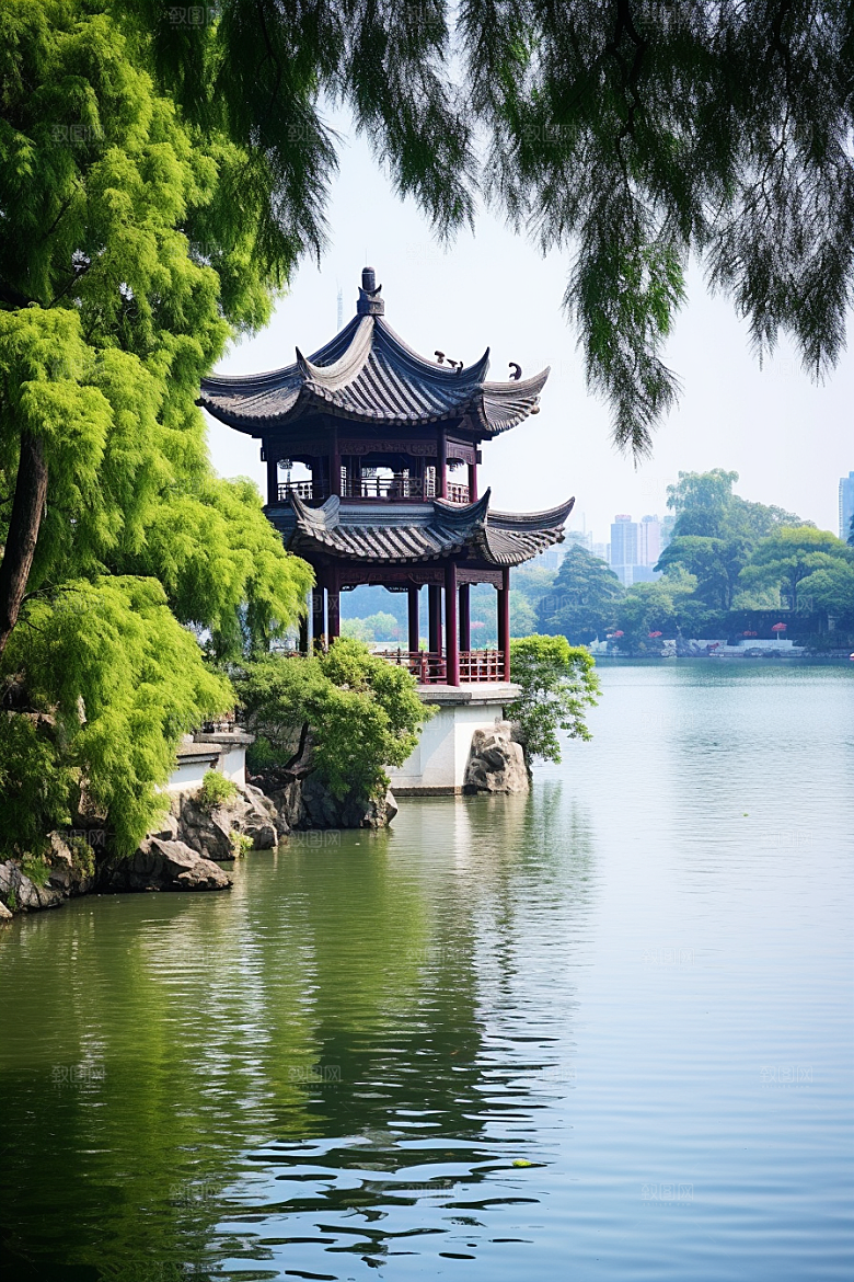 杭州城市风光景色旅行摄影图