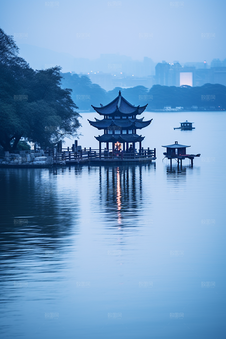 杭州城市风光景色都市摄影图
