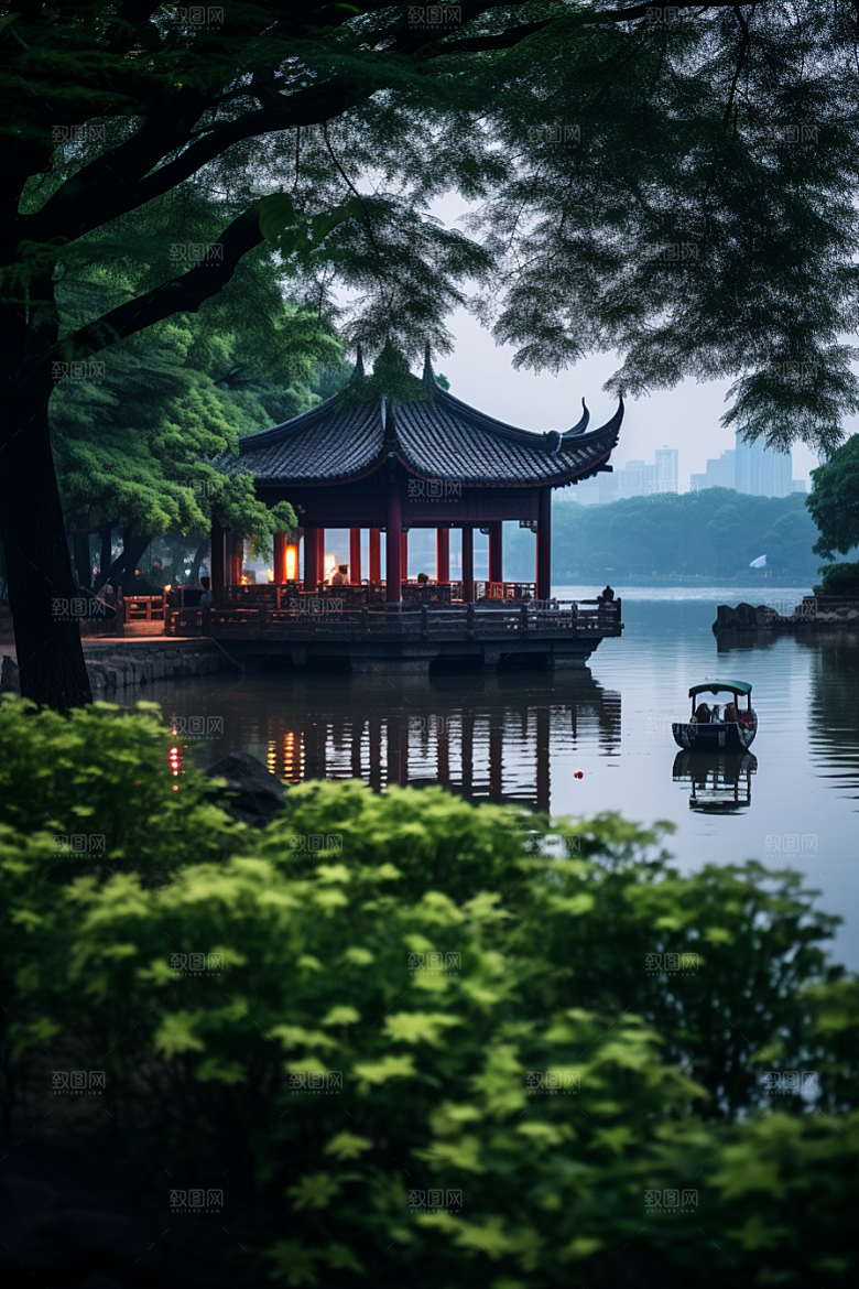 杭州城市风光地标旅行摄影图