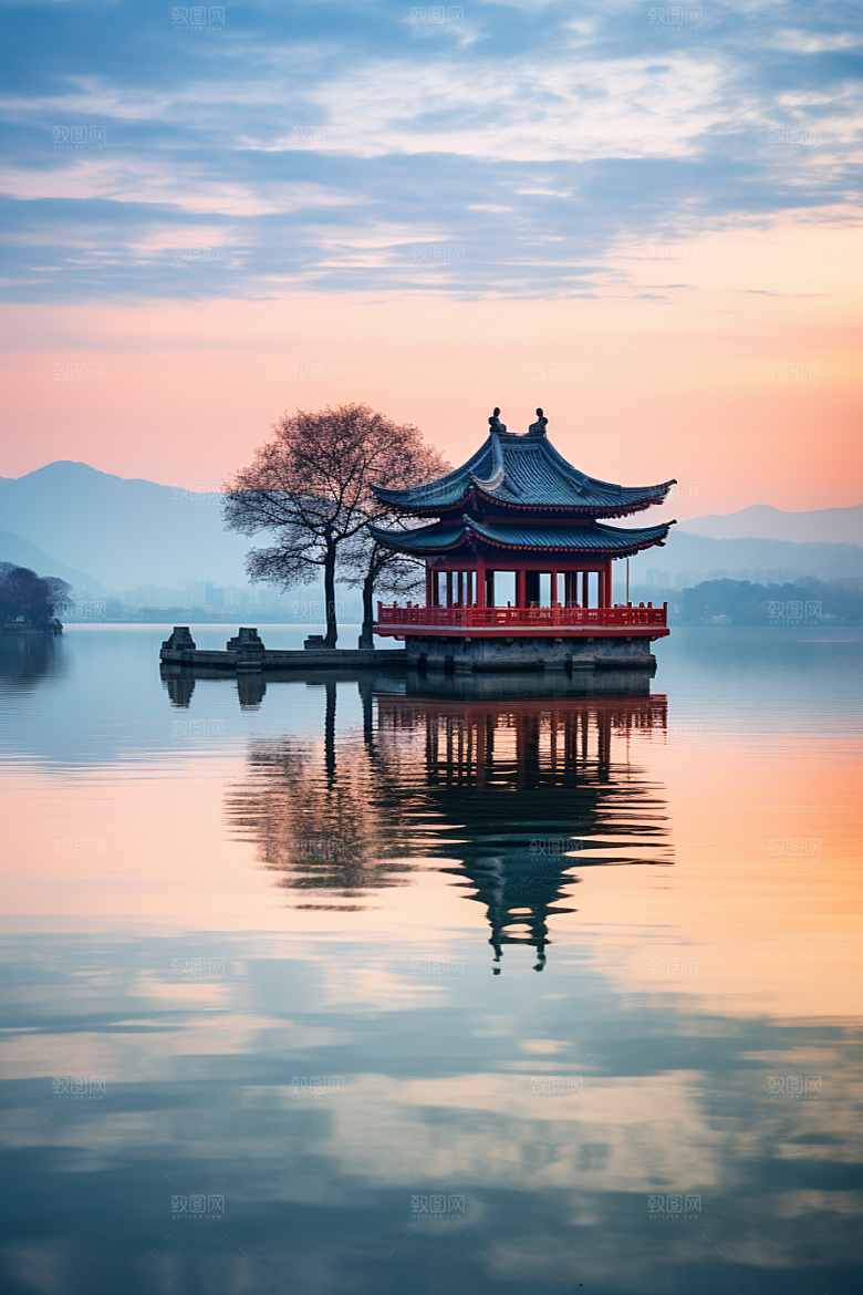杭州城市风光景色地标摄影图