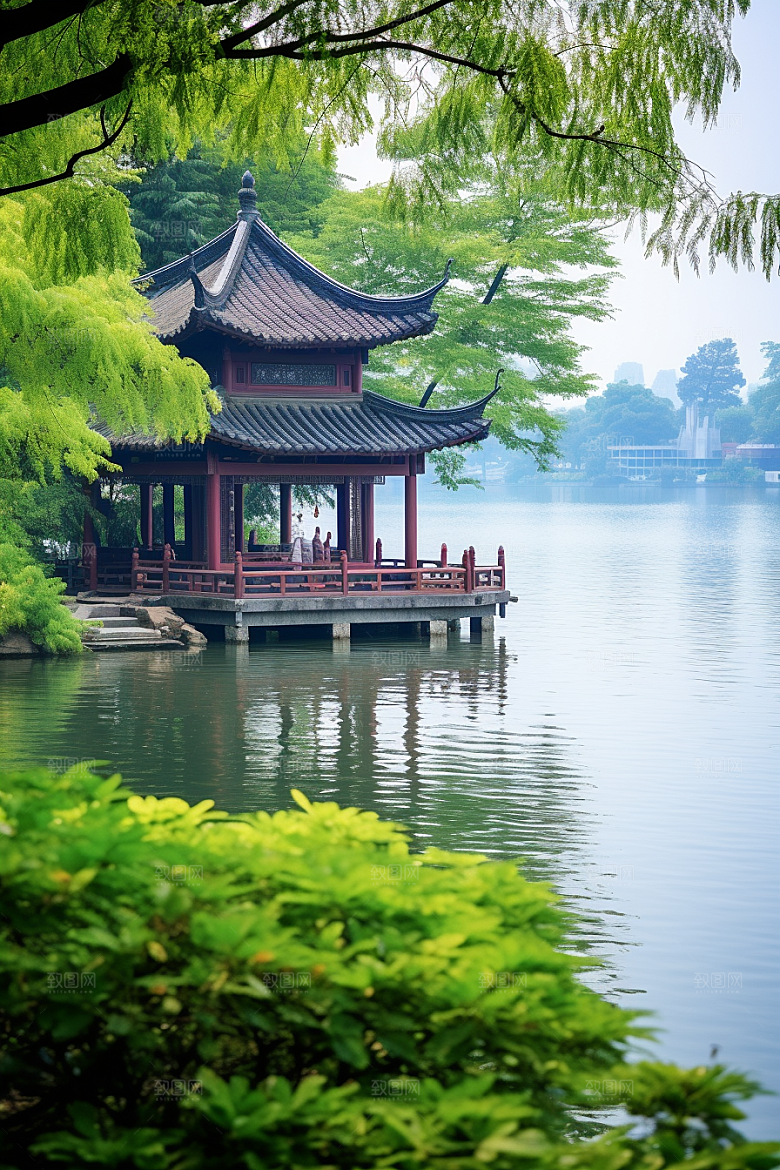 杭州城市风光景点地标摄影图