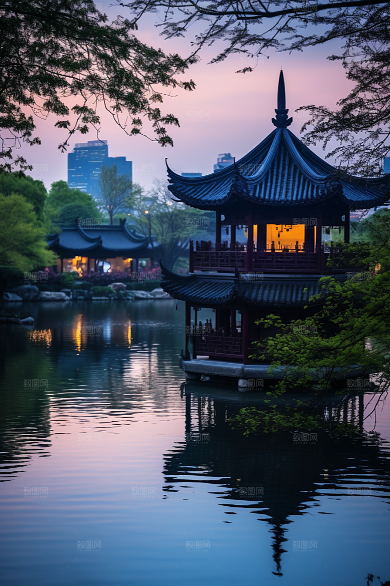 杭州城市风光景点风景摄影图