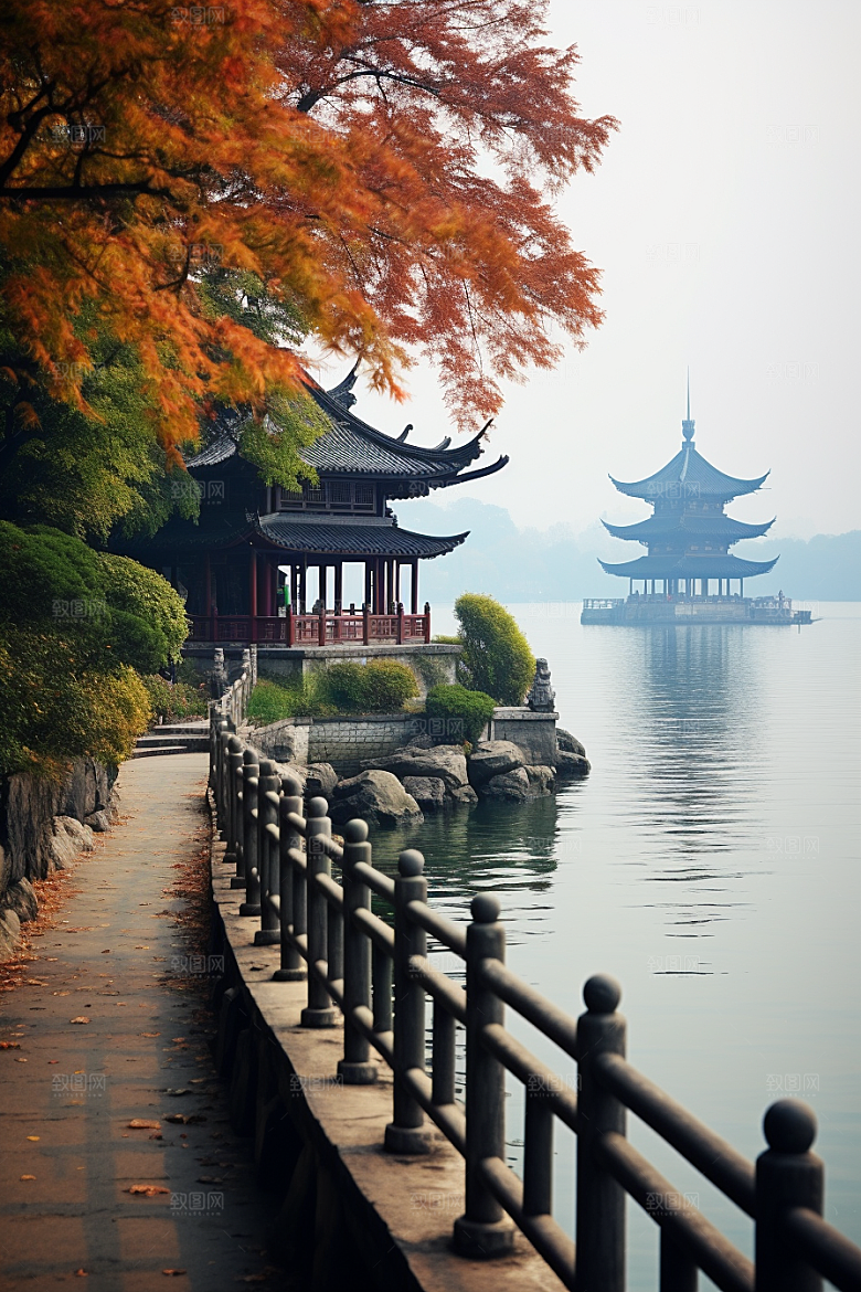 杭州城市风光地标风景摄影图