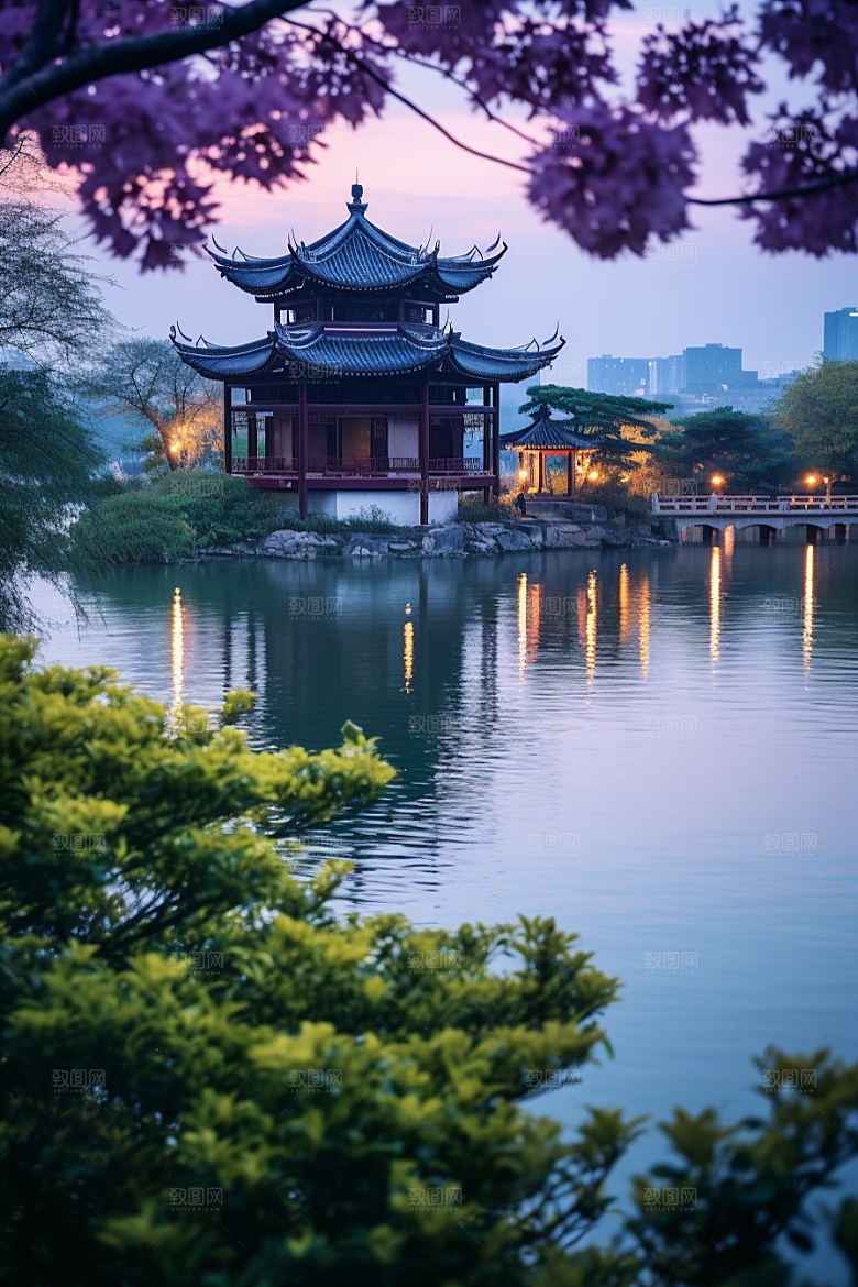 杭州城市风光江南景色摄影图