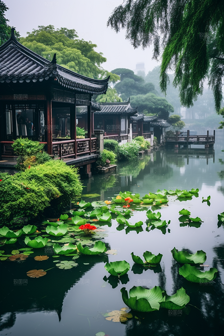 杭州城市风光地标都市摄影图