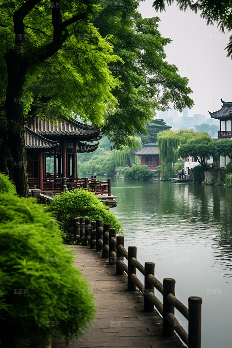 杭州城市风光旅游景点摄影图