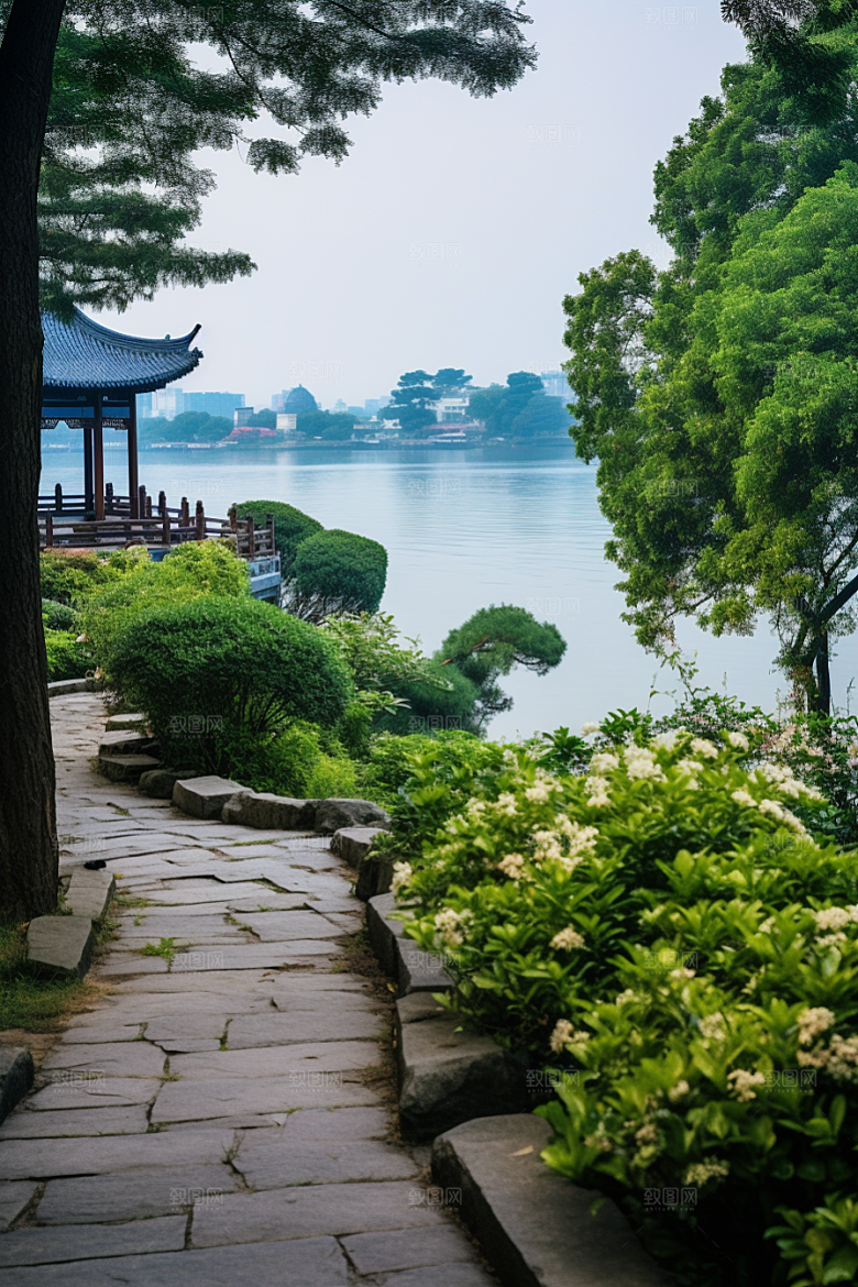 杭州城市风光地标旅行摄影图