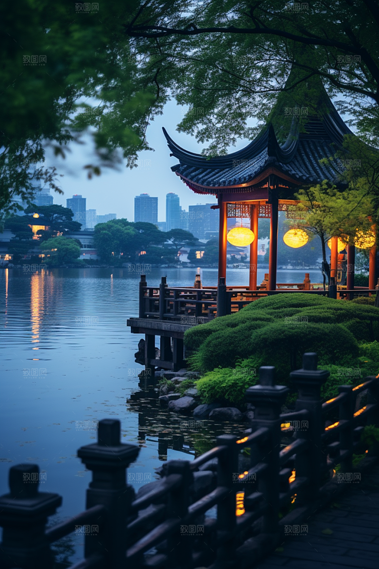 杭州城市风光江南景色摄影图