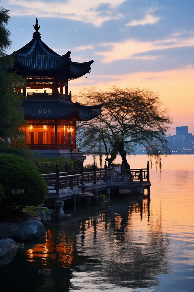 杭州城市风光南宋古都景色摄影图