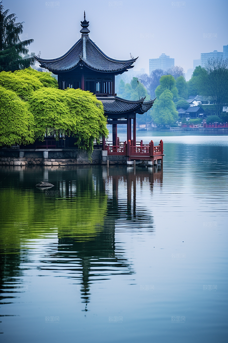 杭州城市风光江南地标摄影图