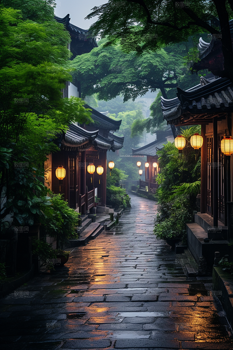 杭州城市风光旅行地标摄影图