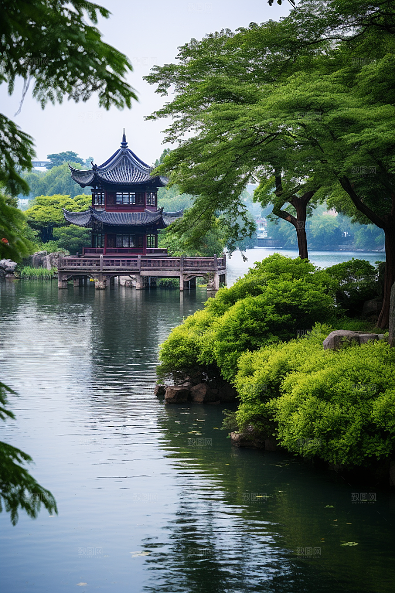 杭州城市风光风景地标摄影图