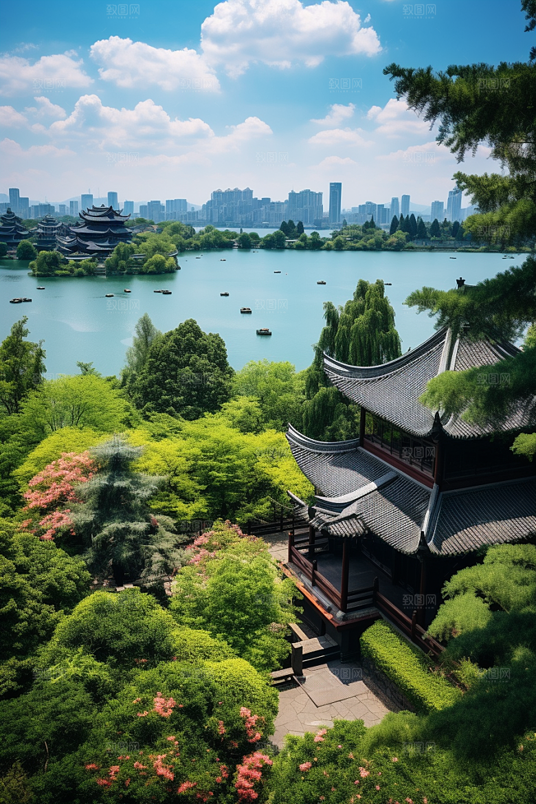 杭州城市风光江南旅行摄影图
