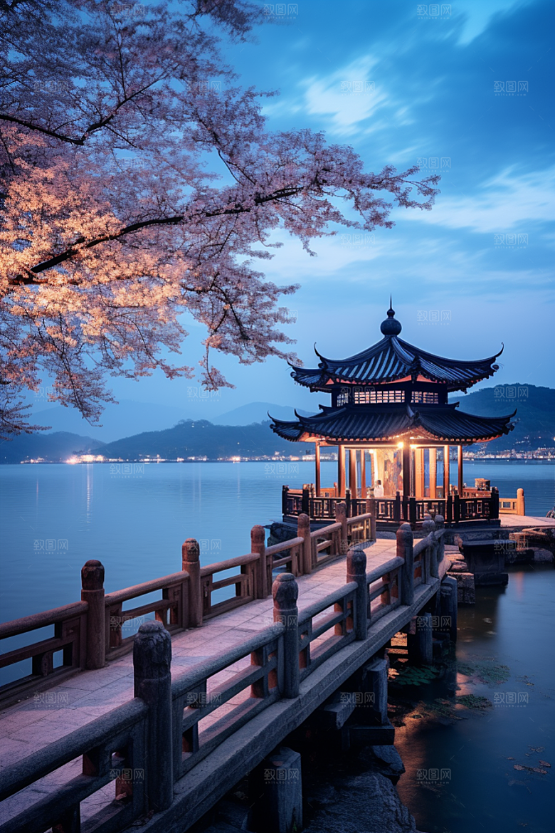杭州城市风光江南景色摄影图