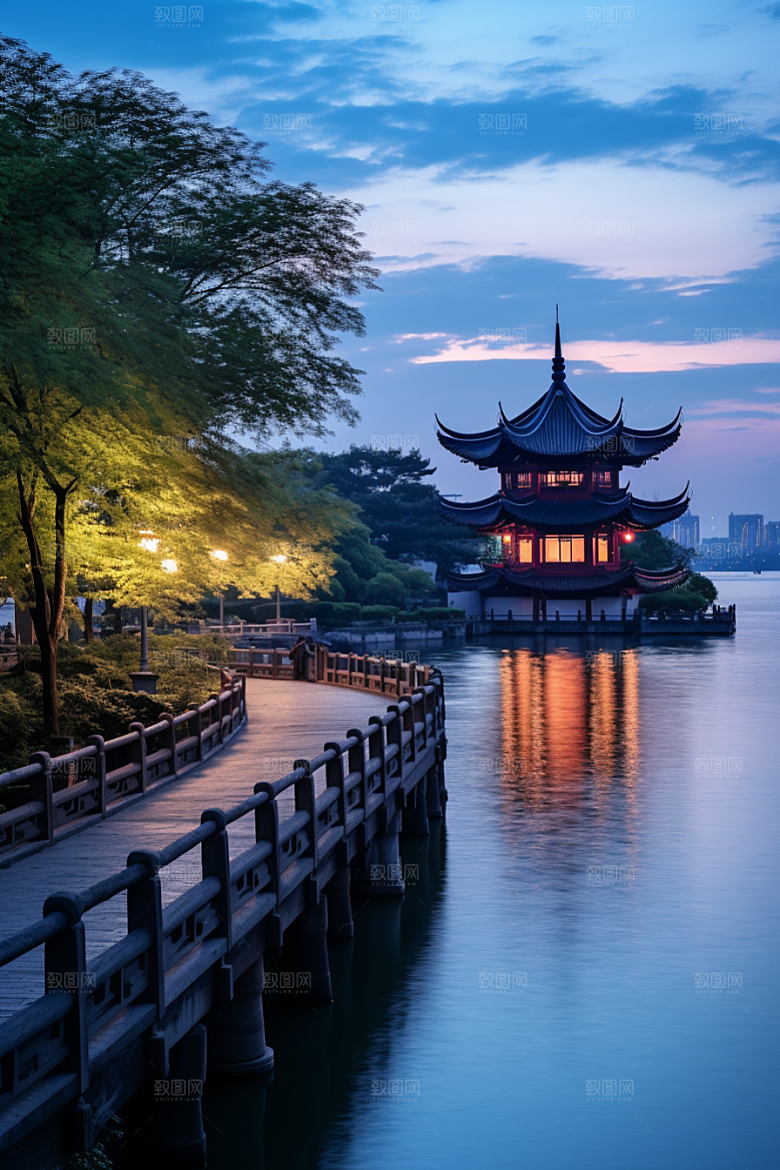 杭州城市风光景点旅行摄影图