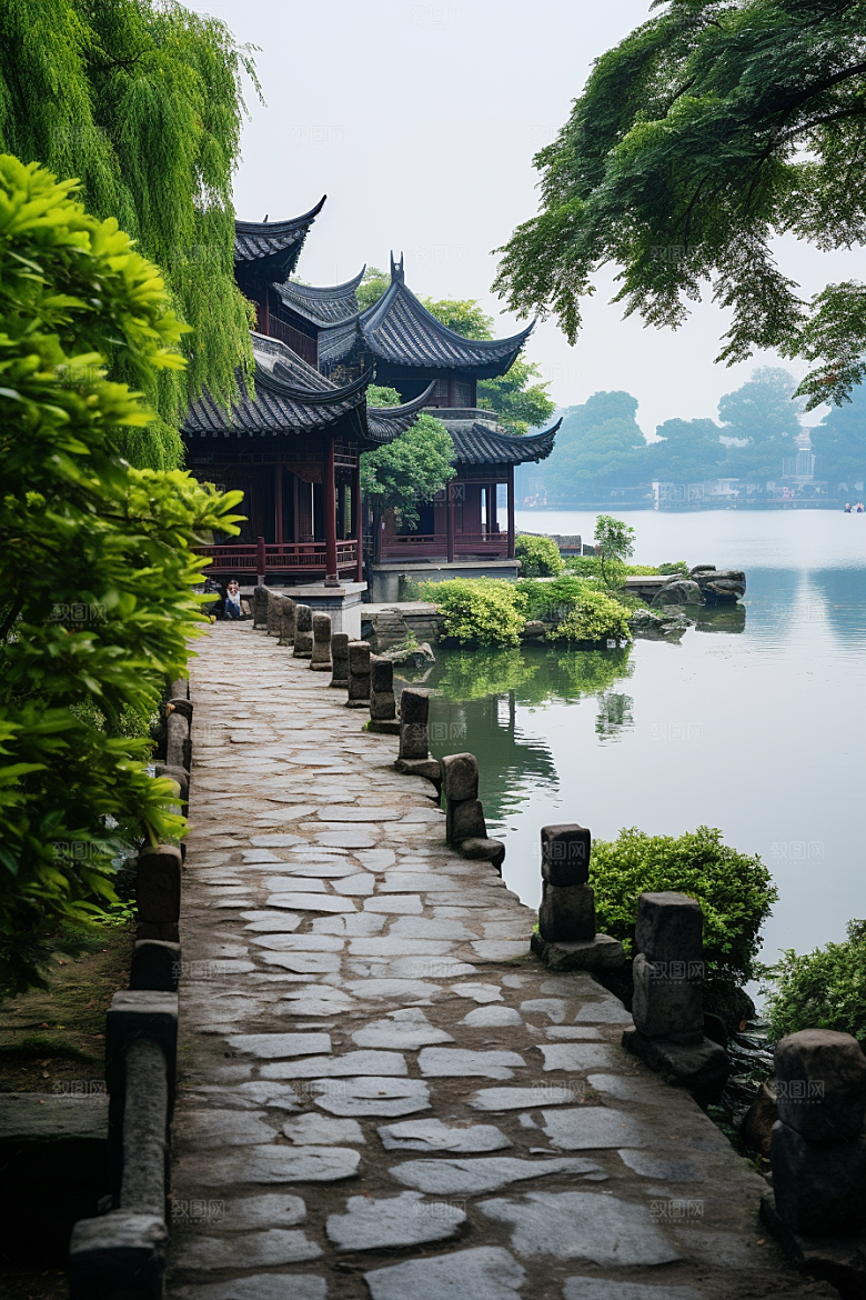 杭州城市风光旅行地标摄影图
