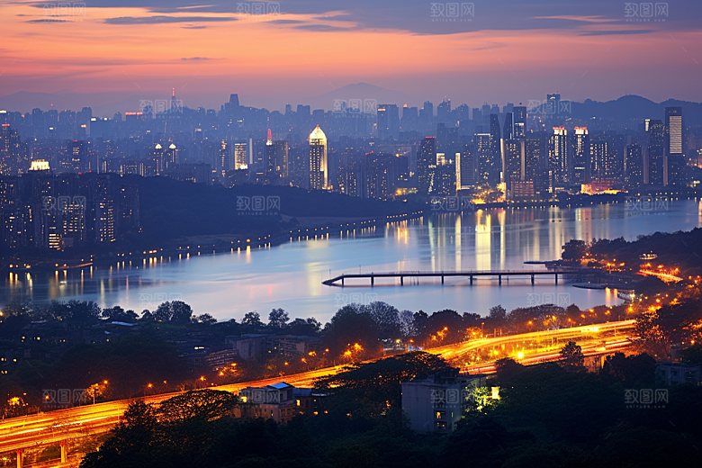 杭州城市风光风景景色摄影图