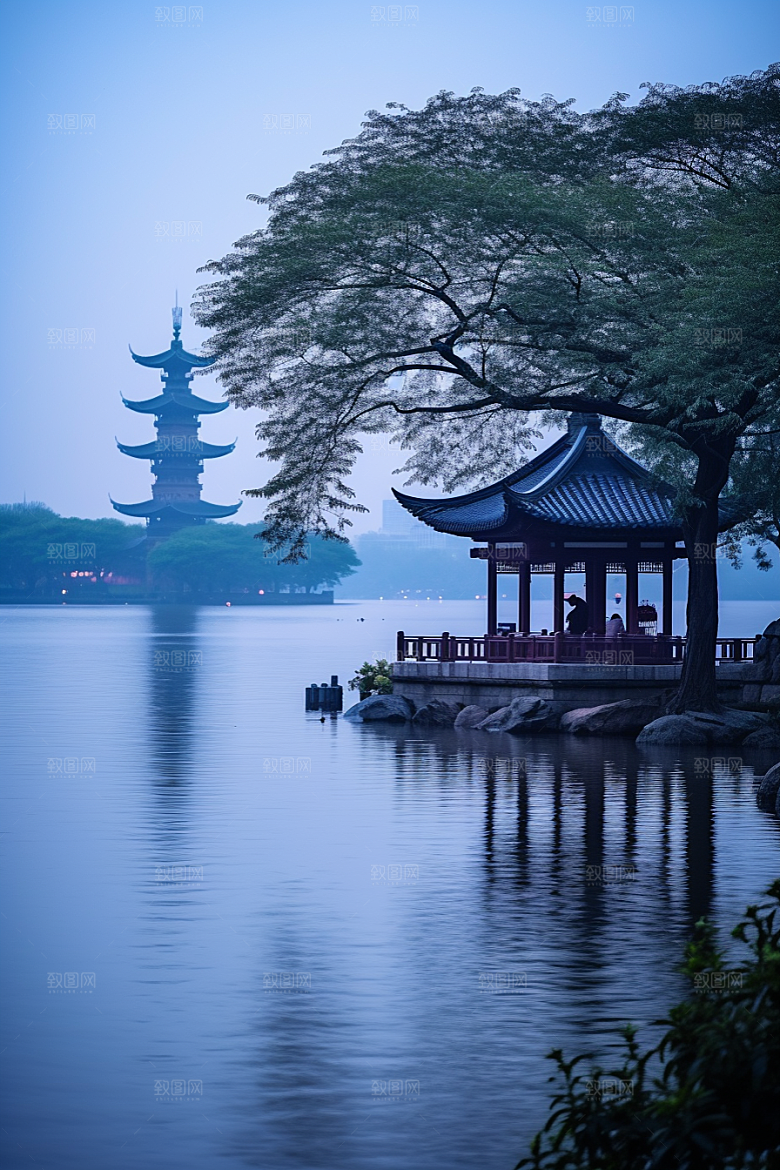 杭州城市风光景色景点摄影图