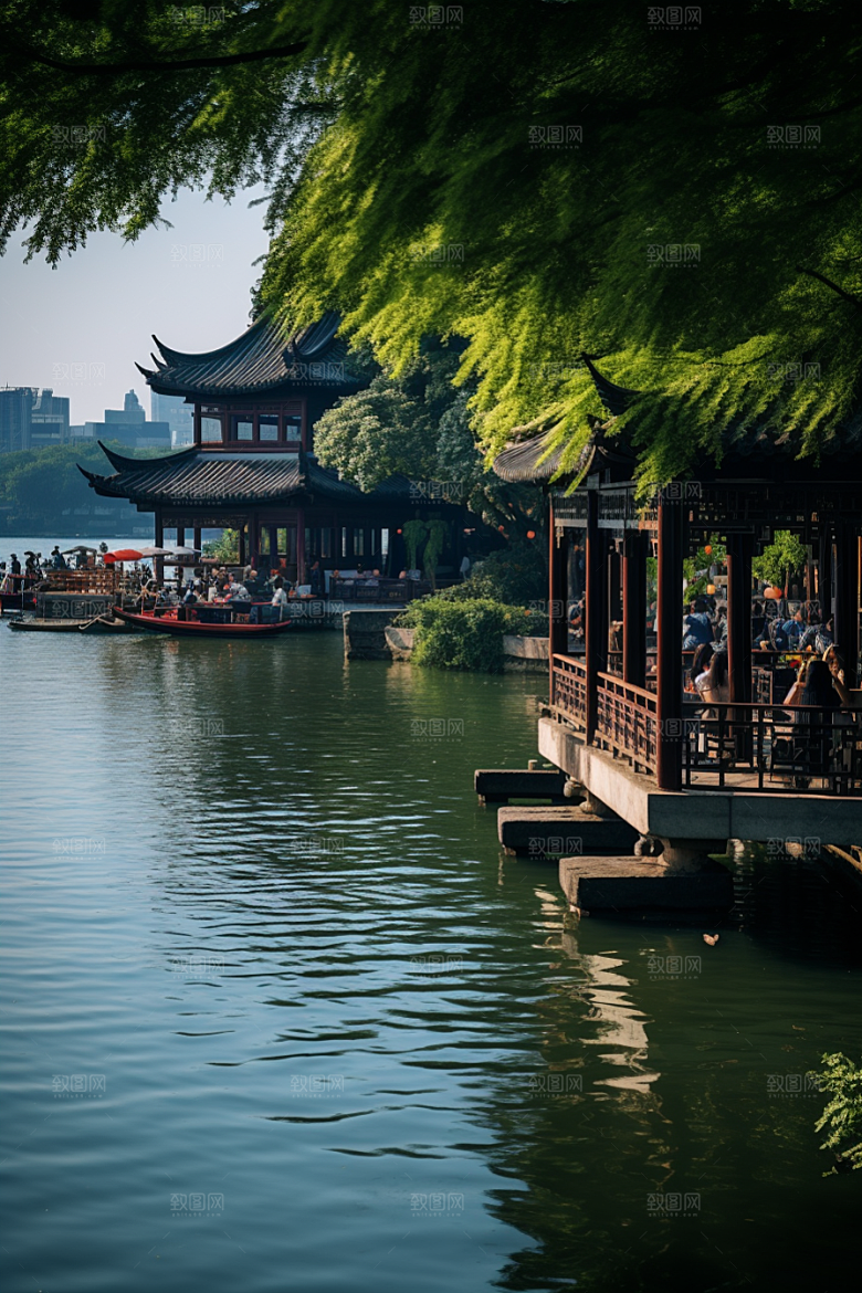 杭州城市风光南宋古都景点摄影图