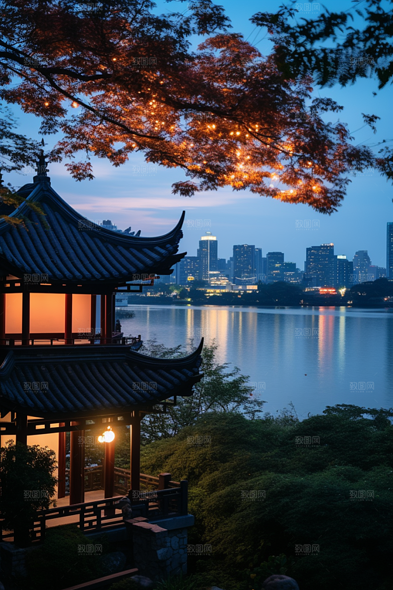 杭州城市风光国内游景点摄影图