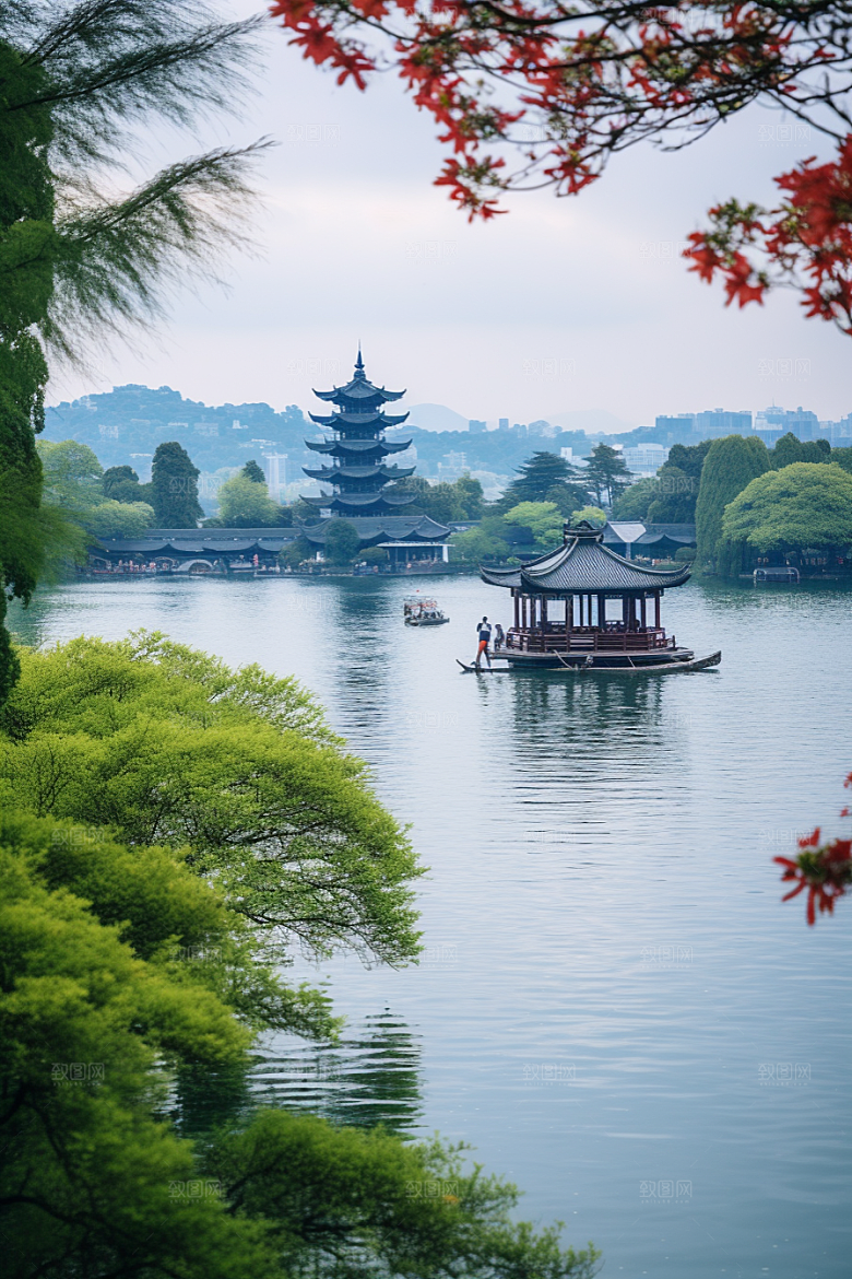 杭州城市风光旅游景色摄影图