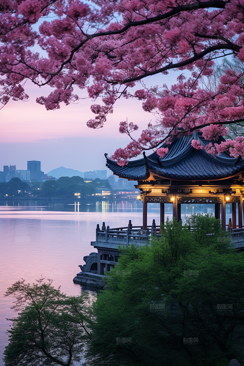 杭州城市风光旅行地标摄影图