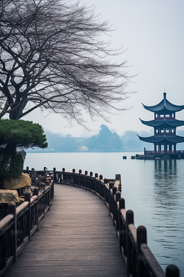 杭州城市风光风景都市摄影图