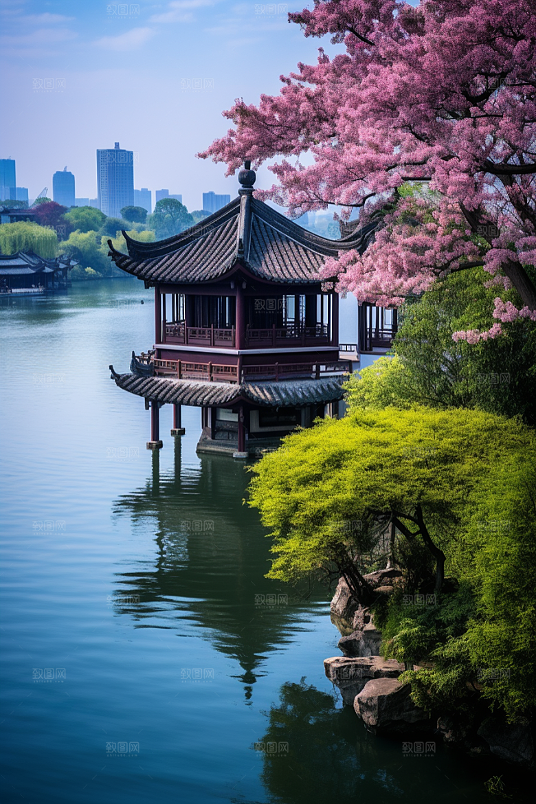杭州城市风光都市地标摄影图
