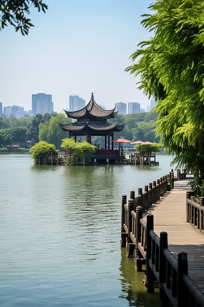 杭州城市风光景色地标摄影图