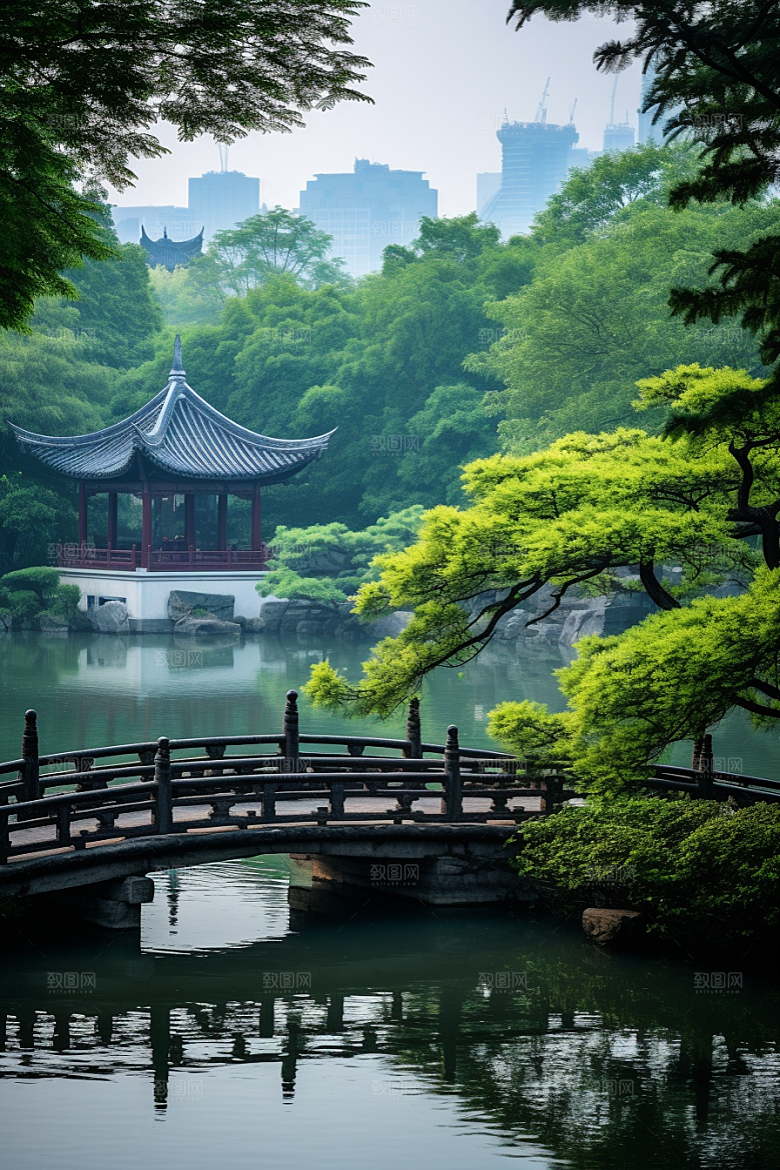 杭州城市风光南宋古都旅行摄影图